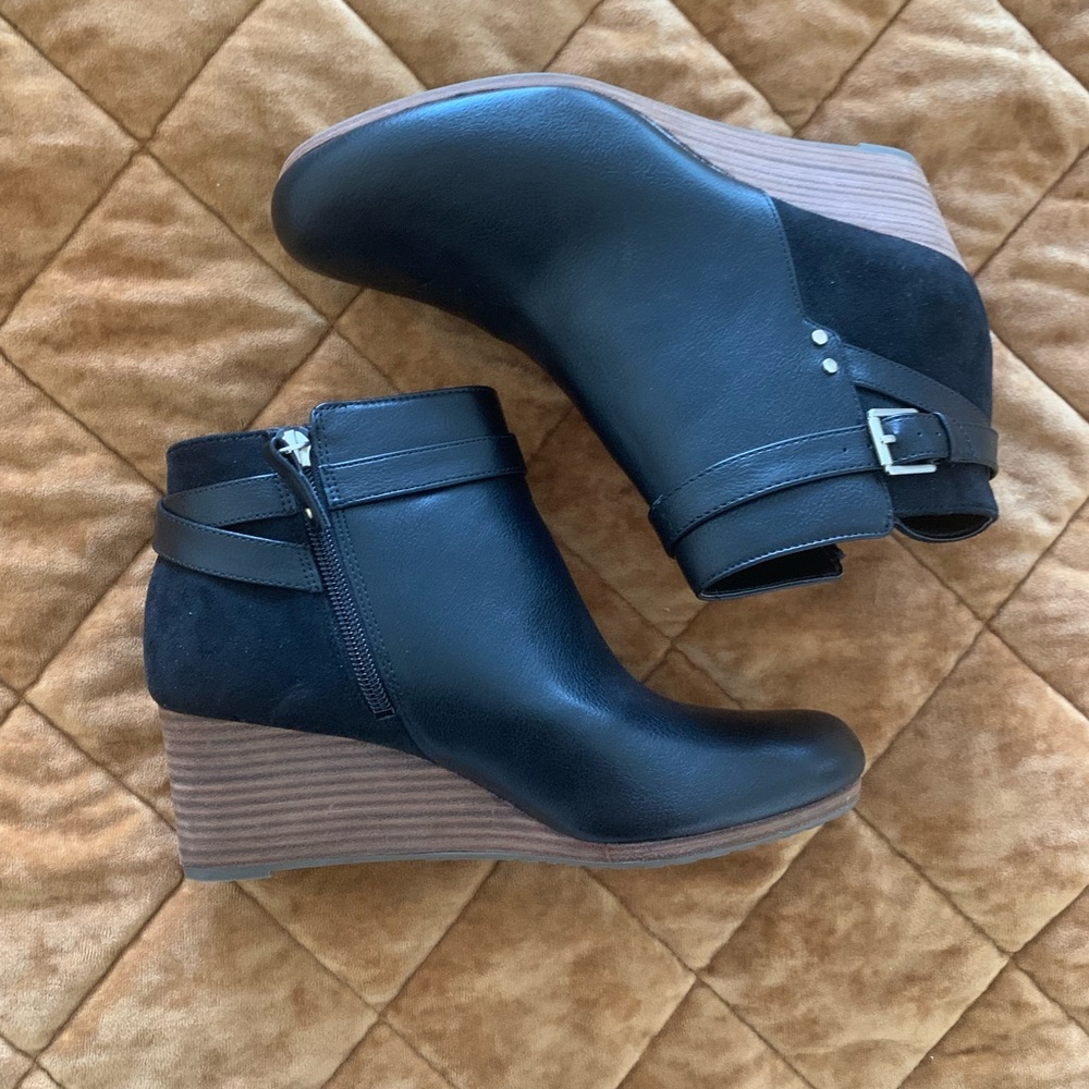Dr Scholls Black Double Wedge Bootie
